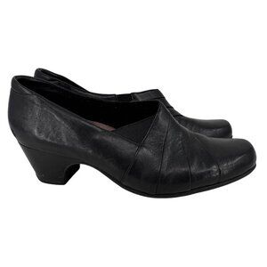 Clarks Everyday Sugar Spice Loafers Womens 11 Black Leather Pump Heel Slip On